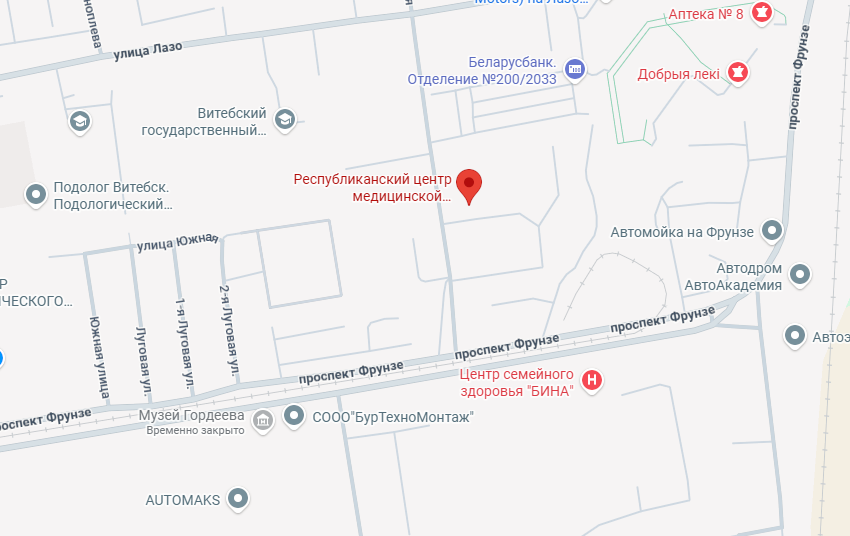 Карта: проспект Фрунзе, 104, Витебск